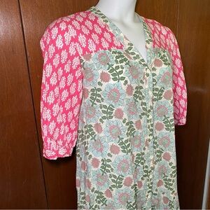 ZARA Printed Shirt Dress Midi Bohemian Floral Print Size Small Button Resortwear